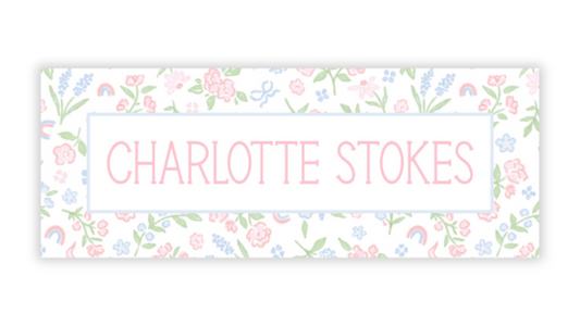 Personalized Water-Resistant Name Labels for School Supplies | 60 Pack (1x2.625") | Coquette Rainbows