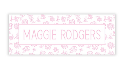 Personalized Water-Resistant Name Labels for School Supplies | 60 Pack (1x2.625") | Ditsy Floral - Pink