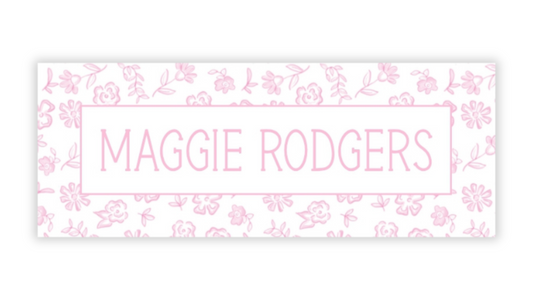 Personalized Water-Resistant Name Labels for School Supplies | 60 Pack (1x2.625") | Ditsy Floral - Pink
