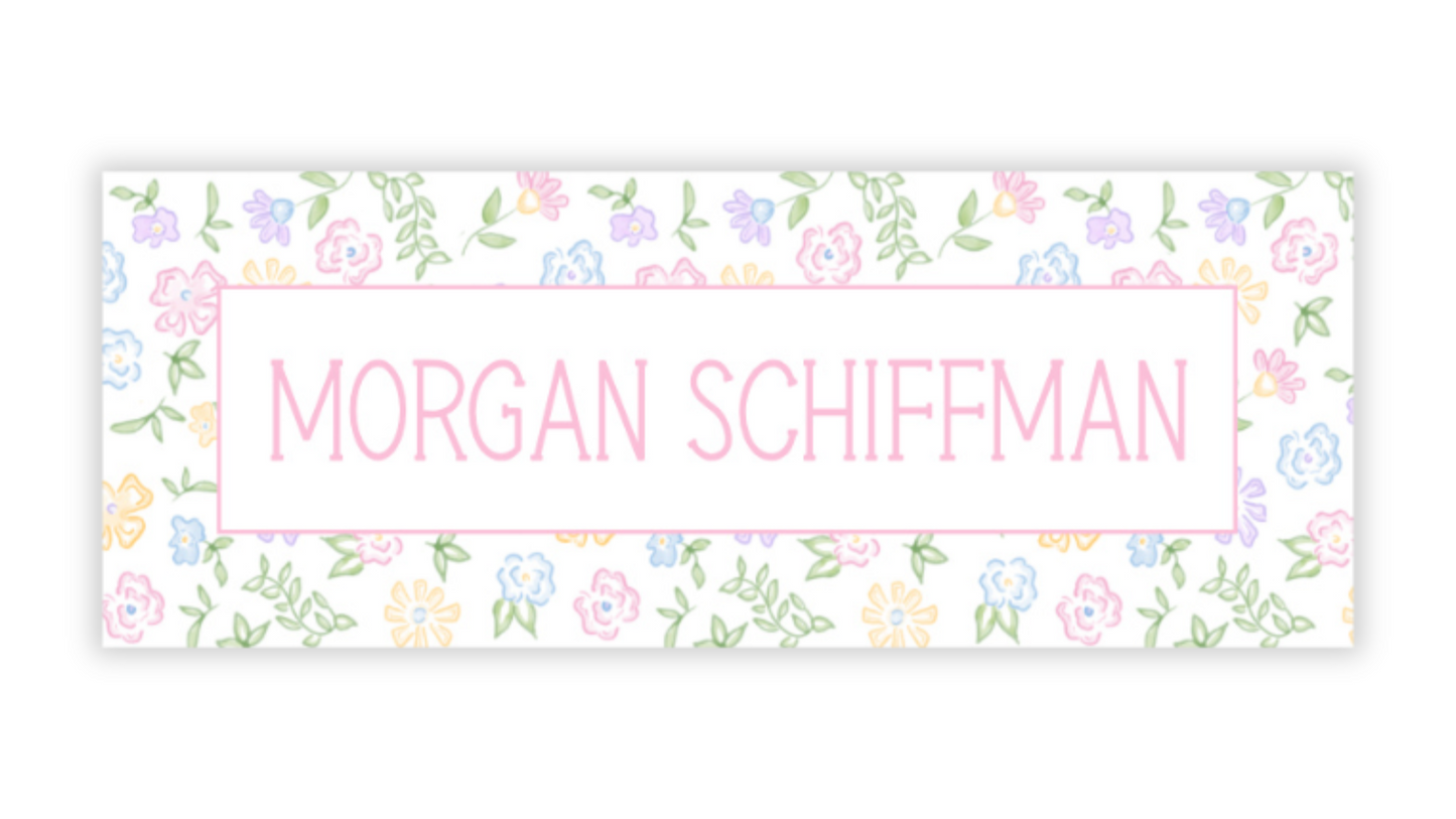 Personalized Water-Resistant Name Labels for School Supplies | 60 Pack (1x2.625") | Pastel Ditsy Floral