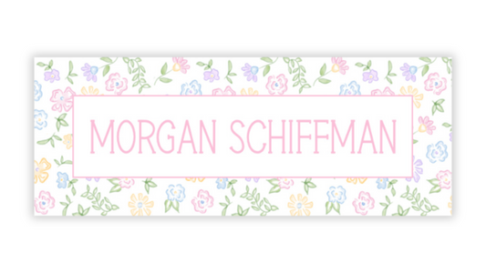 Personalized Water-Resistant Name Labels for School Supplies | 60 Pack (1x2.625") | Pastel Ditsy Floral