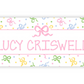 Personalized Water-Resistant Name Labels for School Supplies | 60 Pack (1x2.625") | Confetti Bows - Pink