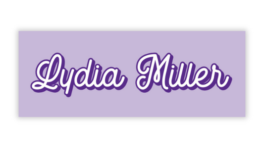 Personalized Water-Resistant Name Labels for School Supplies | 60 Pack (1x2.625") | Script - Purple