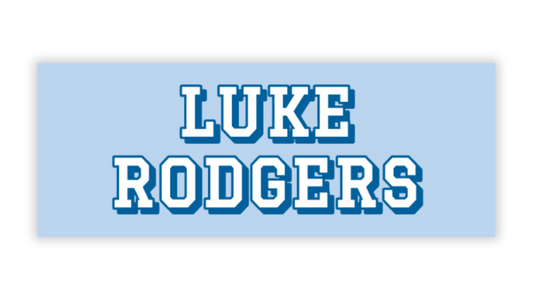 Personalized Water-Resistant Name Labels for School Supplies | 60 Pack (1x2.625") | Varsity - Blue
