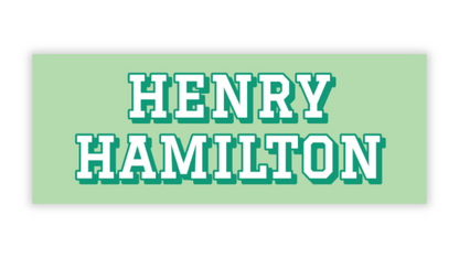 Personalized Water-Resistant Name Labels for School Supplies | 60 Pack (1x2.625") | Varsity - Green