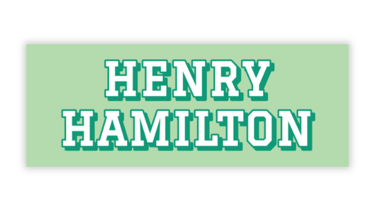 Personalized Water-Resistant Name Labels for School Supplies | 60 Pack (1x2.625") | Varsity - Green