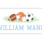 Personalized Water-Resistant Name Labels for School Supplies | 60 Pack (1x2.625") | Sports