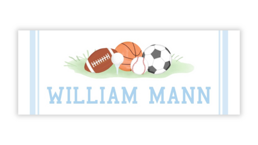 Personalized Water-Resistant Name Labels for School Supplies | 60 Pack (1x2.625") | Sports