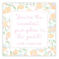 A personalized Halloween gift tag with a floral and pumpkin design, featuring a message that reads 'You're the SWEETEST PUMPKIN in the PATCH!' with a custom name 'Caroline'.