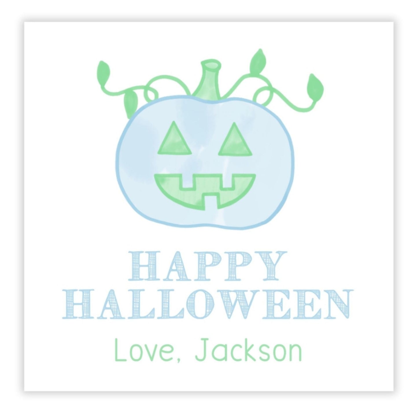 Kids Halloween Tags or Stickers - Pumpkin (Blue)