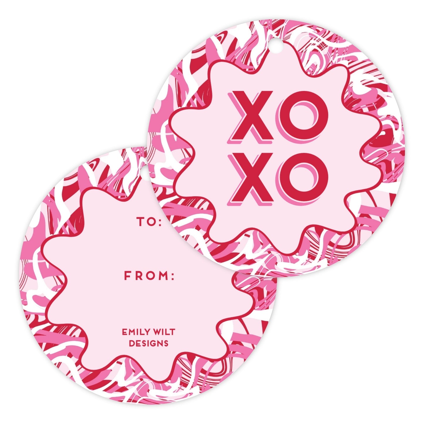 Marbled Round Valentine Gift Tags (XOXO)