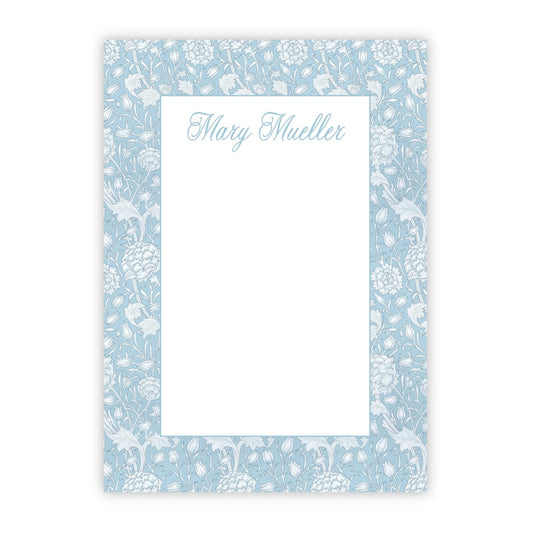 Blue Tulip Grandmillennial Floral Notepad with Name for Women