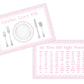Laminated Table Setting Placemat (Pink)