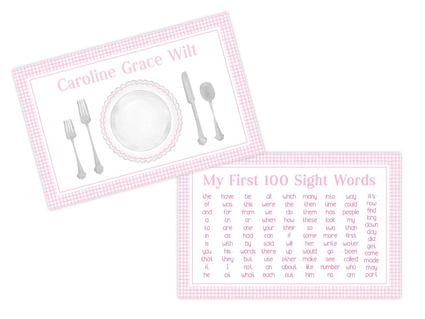 Laminated Table Setting Placemat (Pink)