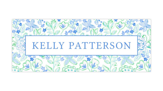 watercolor coastal blue water resistant school supply name labels